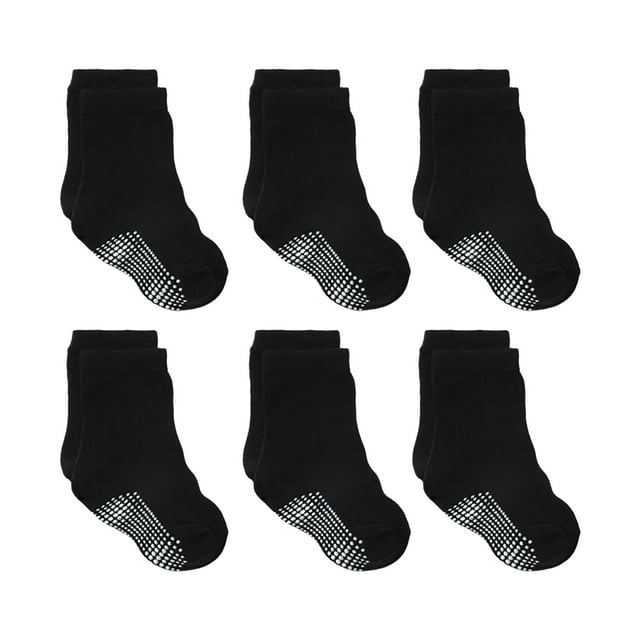 Splozh Chaussettes pour Enfants Coton 6 Pcs Chaussettes pour Enfants Confortables Douces Mode Couleur Unie Chaussettes de Sol pour Enfants Jaune, 5-7 Ans