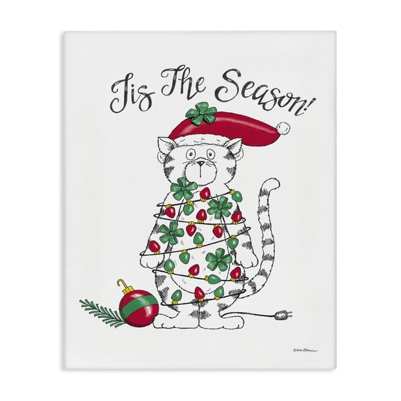 Stupell Industries Contemporary Tis The Season Cat Canvas Art, 24 x 30, by Deb Strain