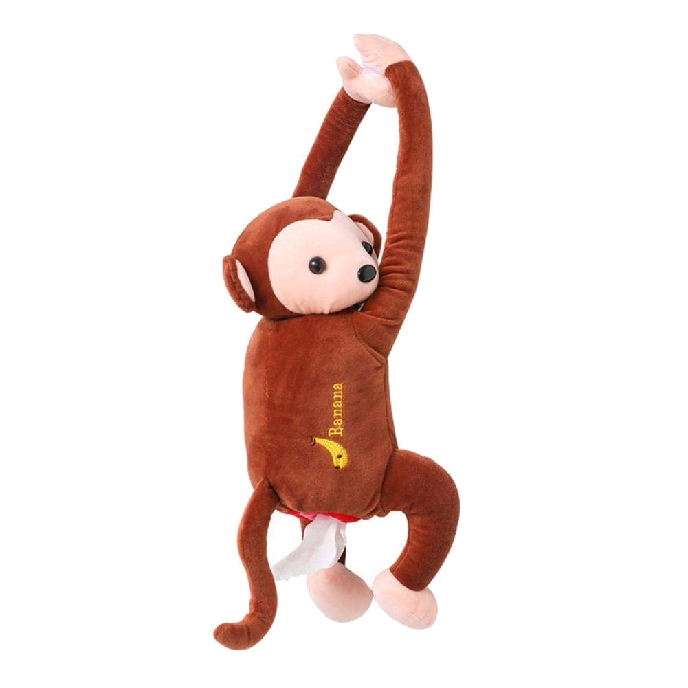 Monkey Tissue Box Red Car Monkey Tissue Dellerogator Holder Plush Monkey Tissue Box for Bedroom Car