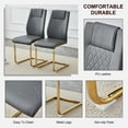 thumbnail image 6 of NYEESS Set of 4 Dark Gray Armless Dining Chairs with Waterproof Faux Leather Upholstered Seat Gold Electroplated Metal Frame for Kitchen Dining Room, 6 of 9