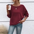 thumbnail image 4 of Women's Loose Fit Ribbed Knit Top Elastic Batwings Sleeve Design Breathable Long Sleeve Sweater Solid Color Lightweight, 4 of 9