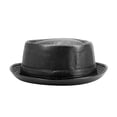 thumbnail image 7 of Men Black Leather Trilby Hat Male Fedora Cap Retro Women Autumn Brand Porkpie Hat Men's Vintage Jazz Hats, 7 of 7