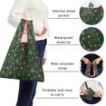thumbnail image 5 of 5 Pack Foldable Shopping Bag,Dark Green Christmas Tree and Star Pattern Reusable Grocery Bags with Pockets,Large Reusable Tote Bags with Handles Waterproof & Lightweight, 5 of 6
