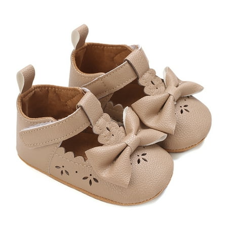 Loliuicca Baby Girl Flats Soft Soles Elegant Cute Bow Mary Jane Dress Shoes