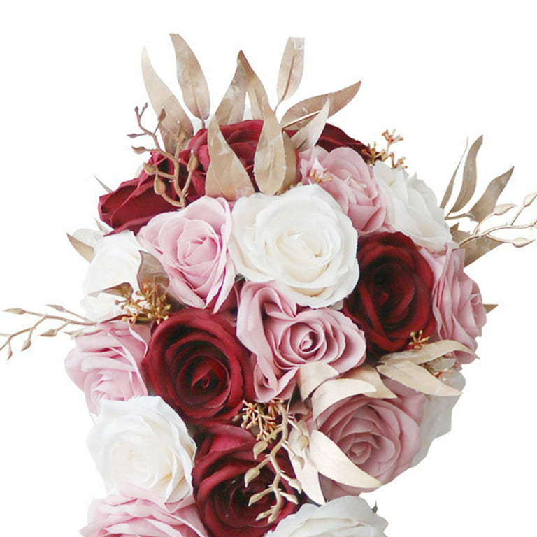20PCS 2 Satin Ribbon Rose Flowers DIY Wedding Bridal Dress Bouquet 50mm