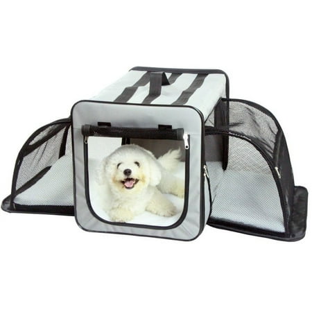 UPC: 0858342045056 | Pet Life ® Capacious Dual-Sided Expandable Spacious Wire Folding Collapsible Lightweight Pet Dog Crate Carrier House