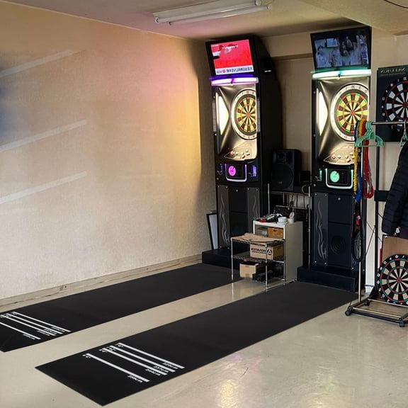 Heavy Duty Rubber Dart Throwing Mat – 4 Standard Oche Lines, 300cm x 62cm Non-Slip Design, Ideal for Steel/Soft Tip Darts Indoor Training