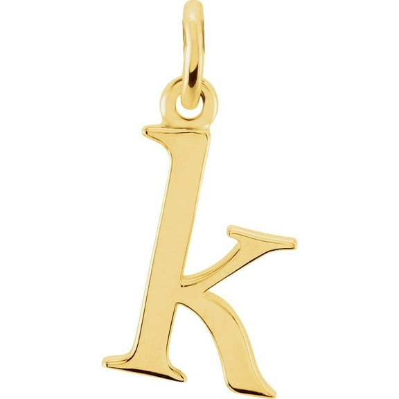 Precious Stars Unisex 14K Yellow Gold Lowercase K Initial Pendant