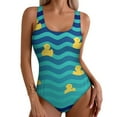 thumbnail image 2 of Little Yellow Ducks Swimsuit Animal Print Swimwear One Piece Holiday Swim Graphic Bodysuit High Cut Bathing Suits Ladies Push Up, 2 of 7