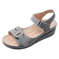 thumbnail image 6 of Orthopedic Sandals for Women Comfortable Low Wedges Breathable Footbed Arch Support Walking Shoes with Adjustable Strap Grey Size 7, 6 of 6