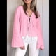 thumbnail image 4 of Blusas con Lazo para Mujer, de Algodón Y2K, con Mangas Acampanadas y Cuello en V, Informales, con Cordones y Lazo. Rosa L, 4 of 8