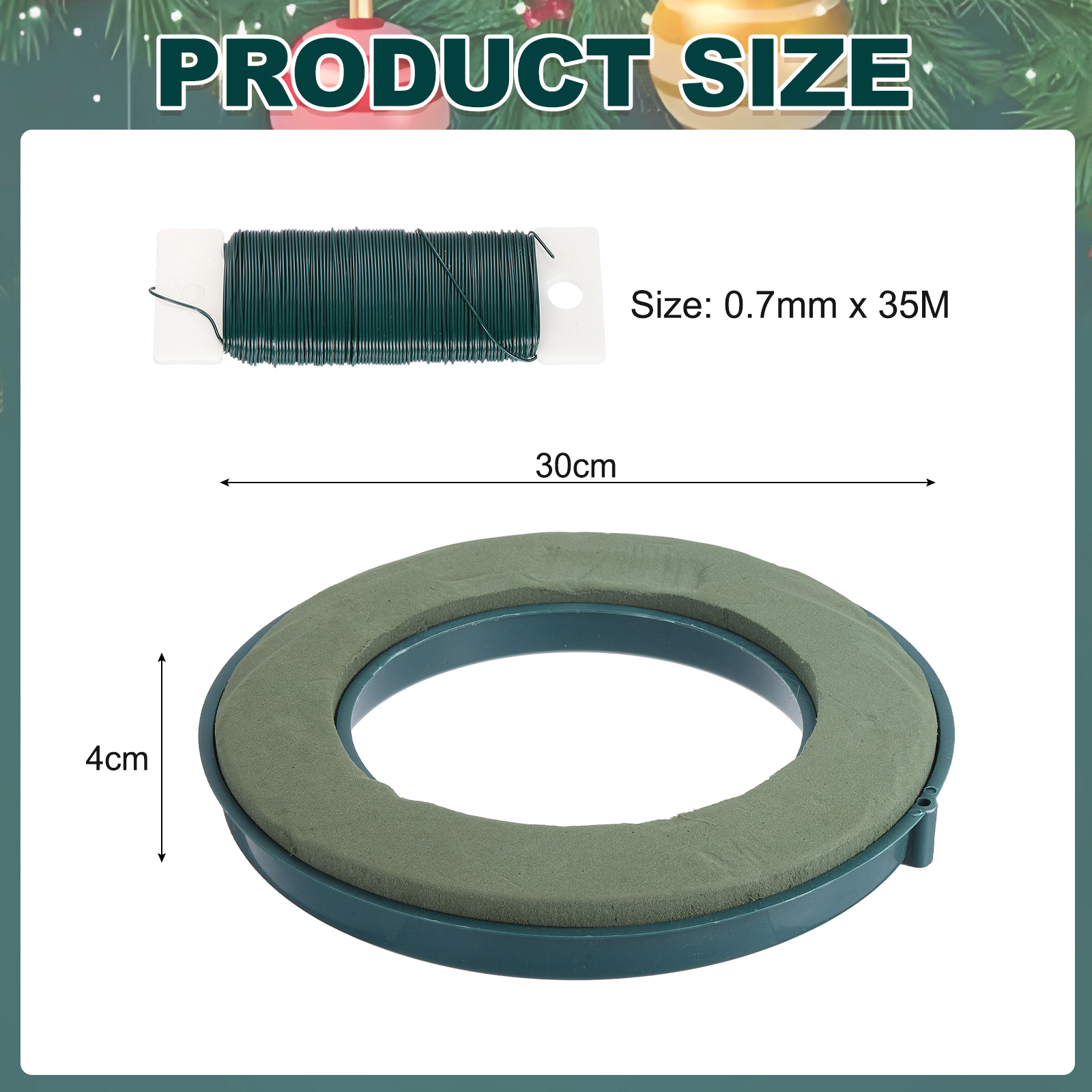 Foam Mud Block Ring Flower Foam Ring with Suction Cup 30CM Green Car Flower Mud for Holiday Decoration Wedding Car Decor