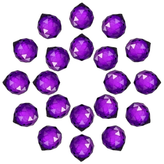 Uxell 20Pack Crystal Ball Prism, 20mm/0.8" Decorative Ball Sun Shine Catcher, Purple