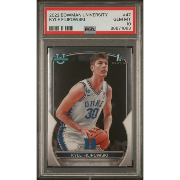 Graded 2022 Topps Bowman University Kyle Filipowski #47 Rookie RC Basketball Card PSA 10 Gem Mint