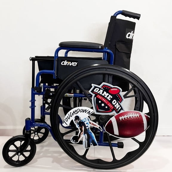 Wheelchair Accessories, Designer Wheel Covers, Cherrywheels Charms, Easy Install/Remove, (American Football)