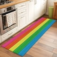 thumbnail image 3 of Retro Striped Washable Runner Rugs 2'x6', Green Pink Red Blue Yellow Wood Grain Stripes Low Pile Throw Entryway Rug Non-Slip Sturdy Edge Binding Carpet for Indoor Bedside Entrance Bedside, 3 of 9