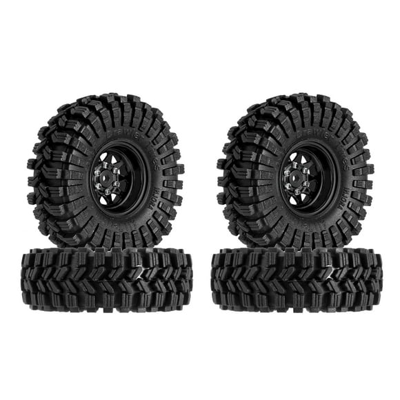 INJORA 1.0 Beadlock Wheel Tires Set -3.78mm Offset Wheel Rims for 1/18 1/24 RC Crawler Car Axial SCX24 FMS FCX24 TRX4M,Black (W1004-T1014)
