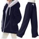 thumbnail image 2 of HongQid Womens 2 Piece Sweatsuit Set Sherpa Winter Coats Fleece Zip Up Jackets Warm Plush Hooded Plus Size Winter Coats Oversized Fuzzy Jackets with Pants, 2 of 9