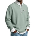 thumbnail image 7 of Nokdvo Men's 1/4 Zip Shirts Waffle-Knit Long Sleeve Sweatshirts with Zipper Pocket Stand Collar Polo Shirt Textured Lightweight Big and Tall Relaxed Fit Comfort Golf Pullover Sweater,Light Green M, 7 of 7