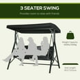 thumbnail image 4 of Ambifirner 3-Seat Patio Swing Chair - Porch Swing Glider with Cushion, 3 Throw Pillows & Adjustable Canopy for Porch, Garden, Poolside, Backyard - Black, 4 of 9