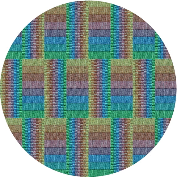 Ahgly Company Machine Washable Indoor Round Transitional Mint Green Area Rugs, 7' Round