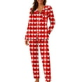thumbnail image 2 of Caywon Women's Valentine's Day Printed Pajama Set with Pockets, 1 Top + 1 Pants Long Sleeve Collared Homewear Set Casual Comfortable Sleepwear Outfit, 2 of 7
