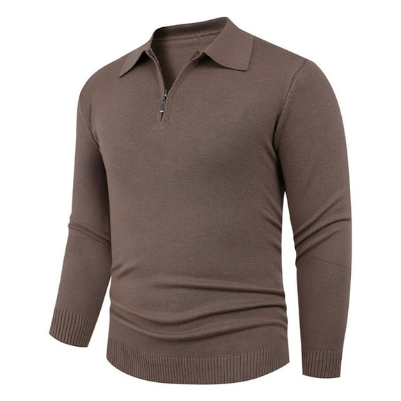 ZUKMRJPC Quarter Zip Sweater for Men Slim Fit Long Sleeve Lapel Solid Color Pullover Sweaters Fall Comfy Business Casual Sweater