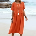 thumbnail image 4 of Sakmal Short Sleeve Womens Dresses Spring Crew Neck Long T Shirt Orange Dresses ,Sizes S-5XL, 4 of 8
