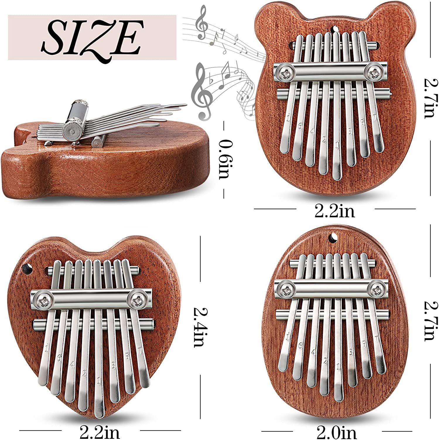 Kalimba 8 Key exquisite Finger Thumb Piano Marimba Musical good accessory Pendant Gif