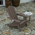thumbnail image 3 of Merrick Lane Adirondack Chair with Cup Holder, Weather Resistant HDPE Adirondack Chair in Brown, Set of 4, 3 of 12