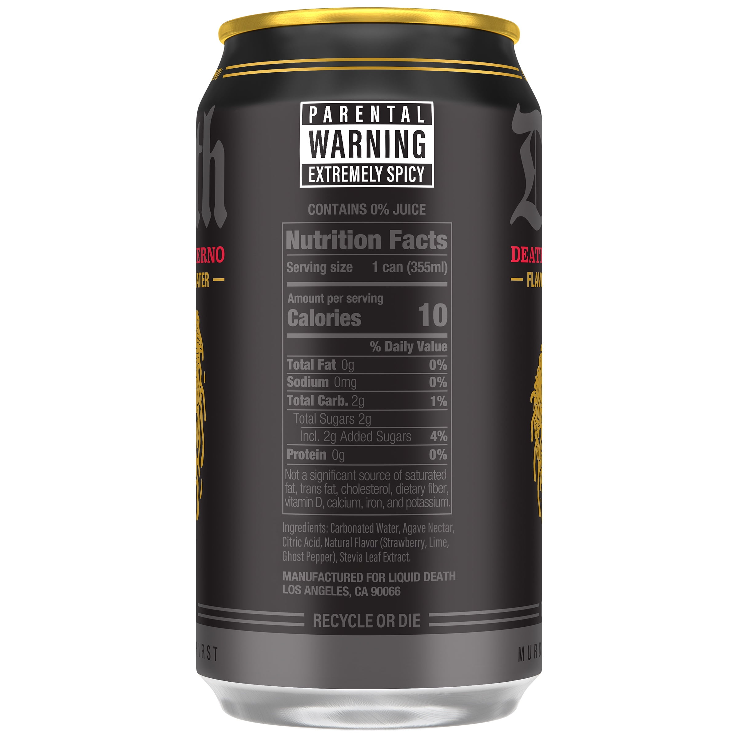 Liquid Death, Deathberry Inferno, Strawberry Lava Flavored Sparkling Water, 6-Pack (12 fl oz Cans), Low Calorie and No Artificial Sweeteners