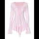 thumbnail image 3 of Vestido Mini Ajustado de Larga con Escote en V y Hombros Descubiertos con Volantes en para Mujer Rosa L, 3 of 10