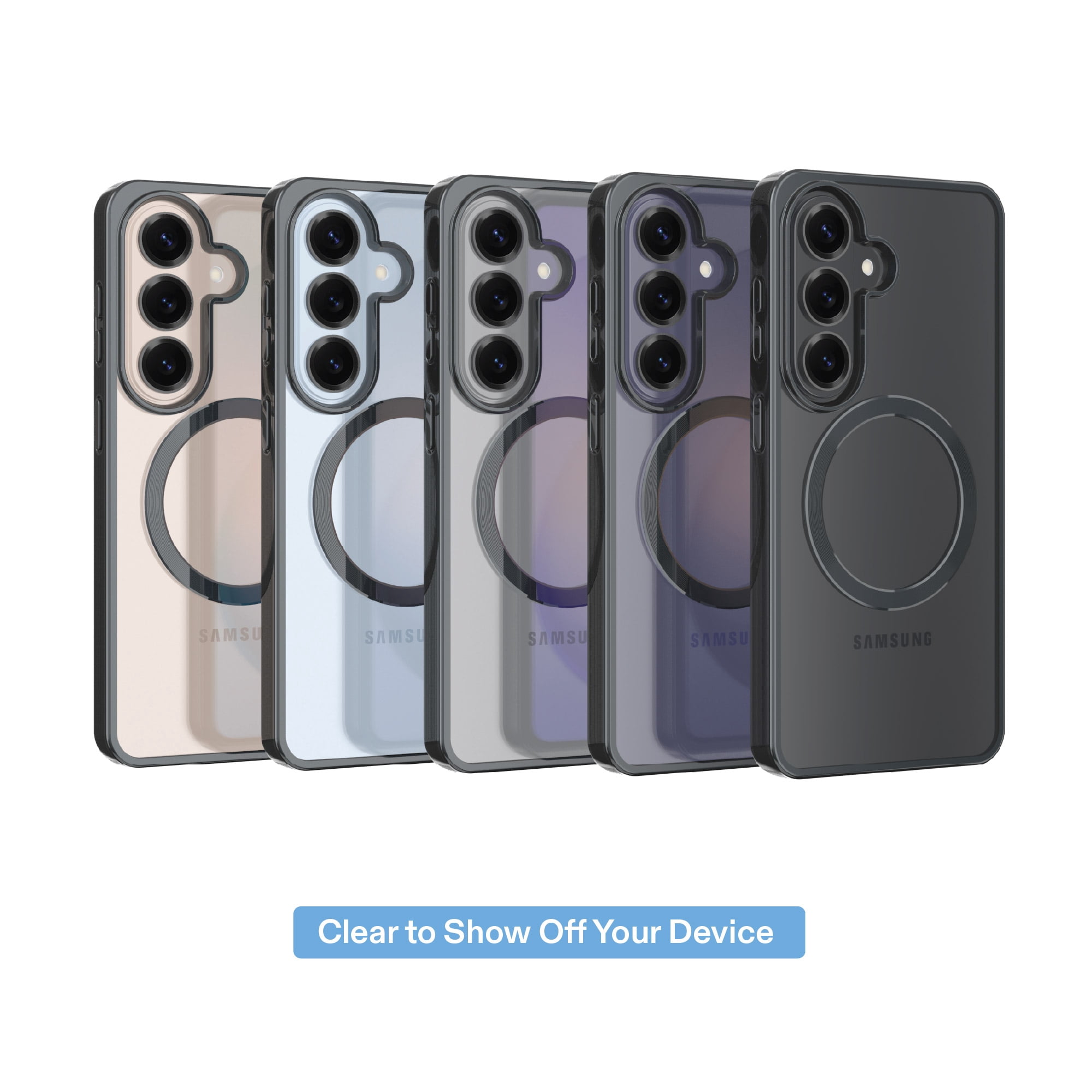 onn Magnetic Compatible Phone Case for Samsung Galaxy S26 - Metallic Gray/Clear