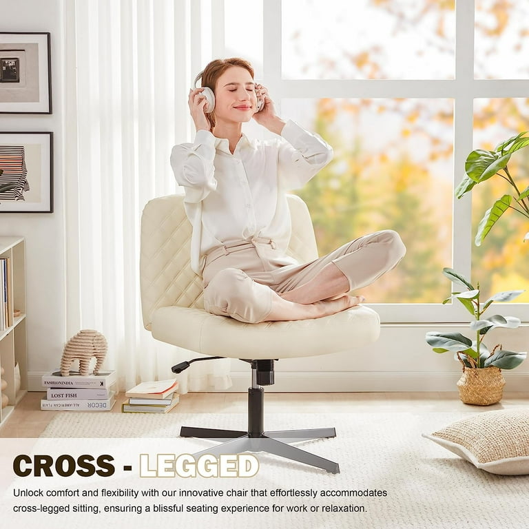 Weture Armless Office Desk Chair Cross Legged Chair No Wheels