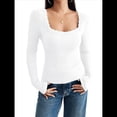 thumbnail image 1 of Camisas de Larga para Mujer, Cuello Cuadrado, Tops Cortos de Punto Acanalado, Conjuntos de Otoño, Ropa de Moda M, 1 of 9