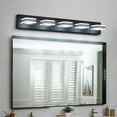 thumbnail image 2 of Zateety LED Modern Black Vanity Lights, 5-Lights Acrylic Matte Black Bathroom Vanity Lights Over Mirror, 2 of 12