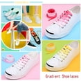 thumbnail image 4 of Flat Colorful Shoelaces Gradient Rainbow Shoe Lace Shoestring 2 Pair（Blue，100cm）, 4 of 4
