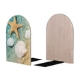 thumbnail image 2 of Susaid Starfish And Seashell Print Wooden Bookends Decorative Book Ends for Shelves Heavy Books Holder Organizer Non-Slip Desk Book End for Kids Room Office School 1 Pairs, 2 of 8