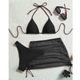 thumbnail image 2 of Women's Bikini Sets, 3 Piece Halter Swimsuits for Women with Sarong Cover Up Skirt, Summer Beach Swim Outfits (M, Black), 2 of 6
