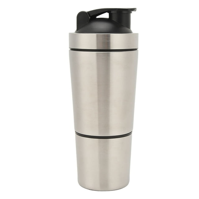 Shaker Bottle Blender, Shaker Bottle Portable 2 Parts Easy To Clean with Wire Whisk for Protein Mix Silver,Black