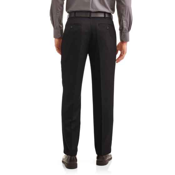 George - George Men's Microfiber Performance Flat Front Dress Pant ...