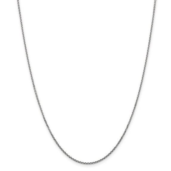 14k White Gold 1.45mm Solid Diamond-Cut Cable Chain Necklace - with Secure Lobster Lock Clasp 18"