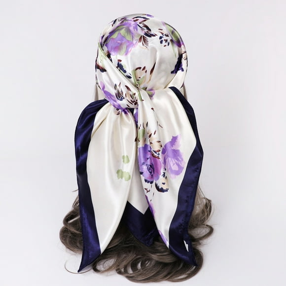 DPTALR Women's Small Scarf Silk Scarf Literature And Temperament Flowers And Petals Neckerchief Hair Band Decorative