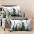 thumbnail image 6 of Watercolor Dark Green Christmas Tree Lumbar Pillow Covers 12x20 Set of 2 Winter Rustic Nature Forest Throw Pillow Covers Xmas Pine Trees Linen Pillow Cases for Farmhouse Living Room Decor, 6 of 6