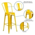 thumbnail image 2 of 30'' High Yellow Metal Indoor-Outdoor Barstool with Back, 2 of 9