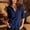 Blue women long sleeve button down shirt a1, variant on Women's Fall Long Sleeve Button Down Shirt Casual Open Front Collared Tunic Top, Blue 2XL