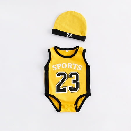 

THE WILD Casual Pretty Toddler Kids Baby Boys 23 Print Exercise Sleeveless Romper Cap Bodysuit Outfits