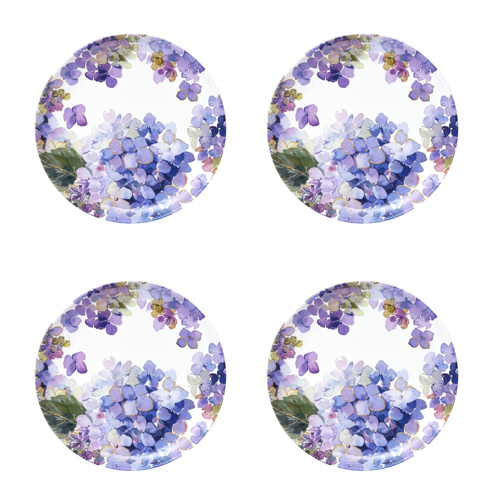 Better Homes & Gardens Hydrangea Purple Melamine Salad Plate, Set of 4