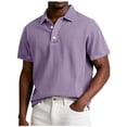 thumbnail image 2 of SROBPTY Mens Summer Shirts, Short Sleeve T Shirts for Men, Mens Solid Color Button Collared Casual Everyday Short Sleeve T Shirts Purple,XL, 2 of 4