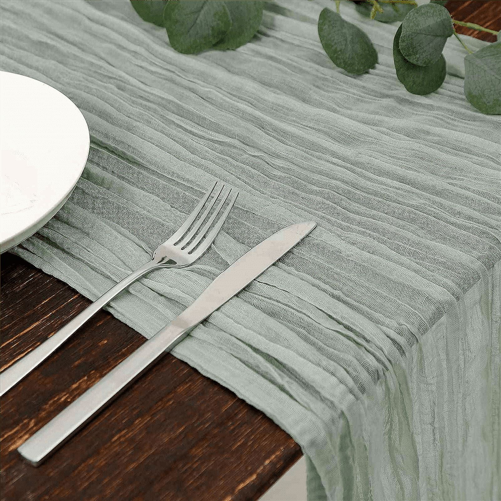 Cheesecloth Table Runner Boho Gauze Cheese Cloth Table Runner Rustic Sheer Runner Long for Wedding Green 4Pcs,4 x Table Runner,Green